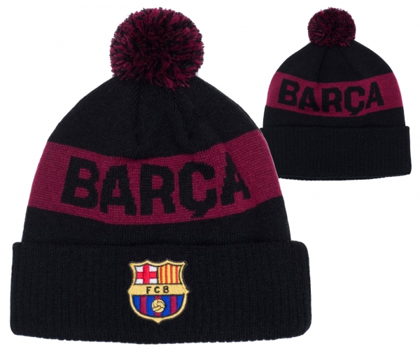Fi Collection FCB Barcelona Officially Licensed Intarsia Cuff Knit w/Pom Pom